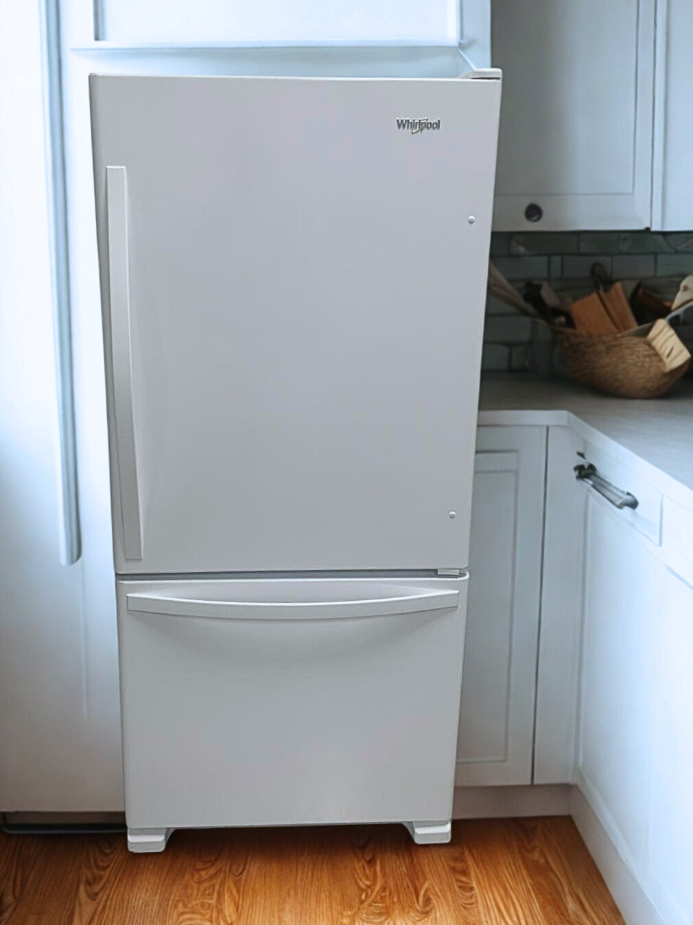 Whirlpool 19 cu. ft. Bottom Freezer Refrigerator with Flexible Storage (Model WRB329DFBW)