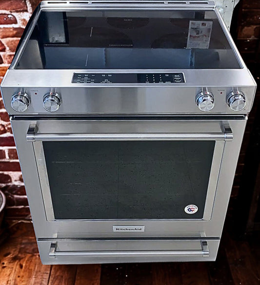 KITCHEN AID 30-Inch Slide-In Range 7.1 Cu. Ft. True Convection 5-Element (Model YKSEB900ESS)