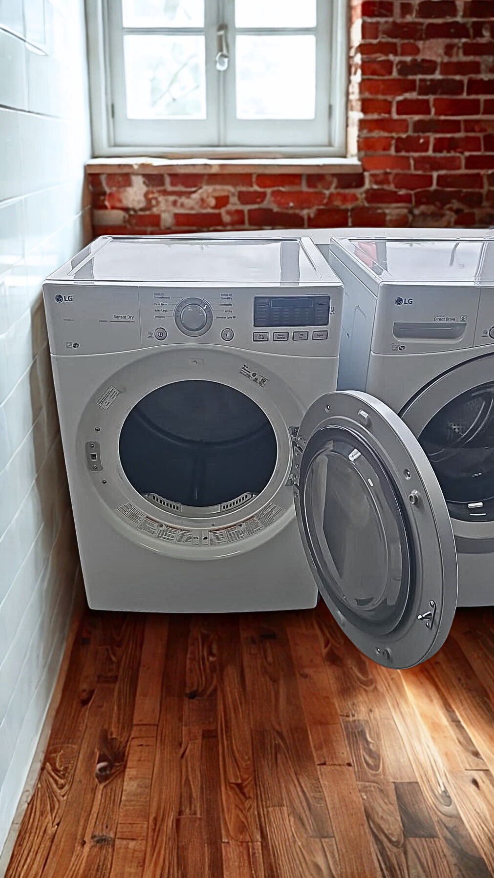 LG 5.2 cu. ft. Front Load Washer & 7.5 cu. ft. Electric Dryer with Advanced Fabric Care (Models WM3470HWA & DLEX3370W)