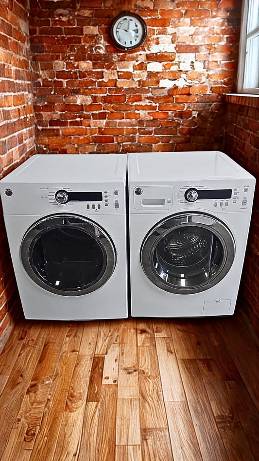 GE 2.6 cu. ft. Compact Front Load Washer & 4.7 cu. ft. Electric Dryer for Small Spaces (Models WCVH4800KWW & PCVH480EKWW )