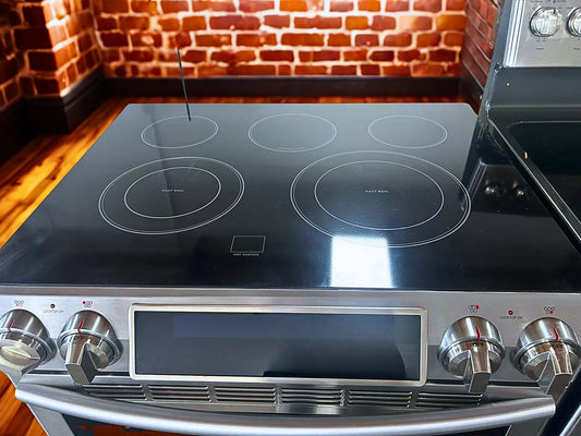 SAMSUNG 30-Inch Slide-in 5.8 cu. ft. Electric Range with Dual Convection (Model NE58F9500SS)