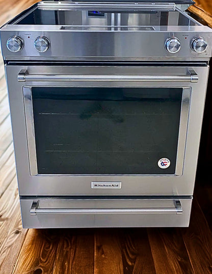 KITCHEN AID 30-Inch Slide-In Range 7.1 Cu. Ft. True Convection 5-Element (Model YKSEB900ESS)