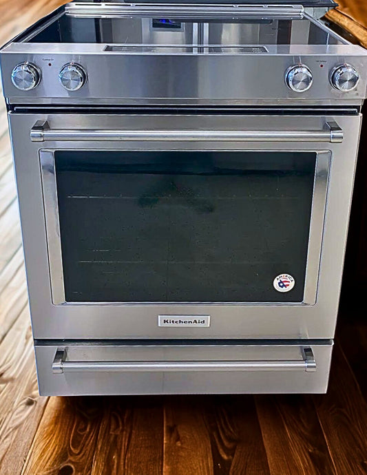 KITCHEN AID 30-Inch Slide-In Range 7.1 Cu. Ft. True Convection 5-Element (Model YKSEB900ESS)