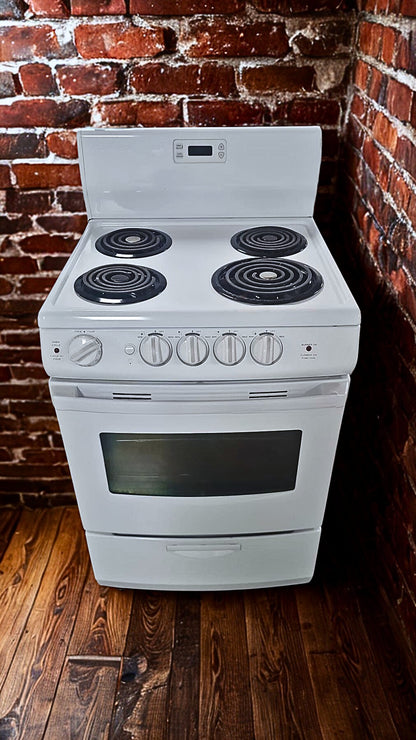GE 24-Inch Freestanding Coil-Top Electric Range with Compact Built (Model JCAS300DMWW)