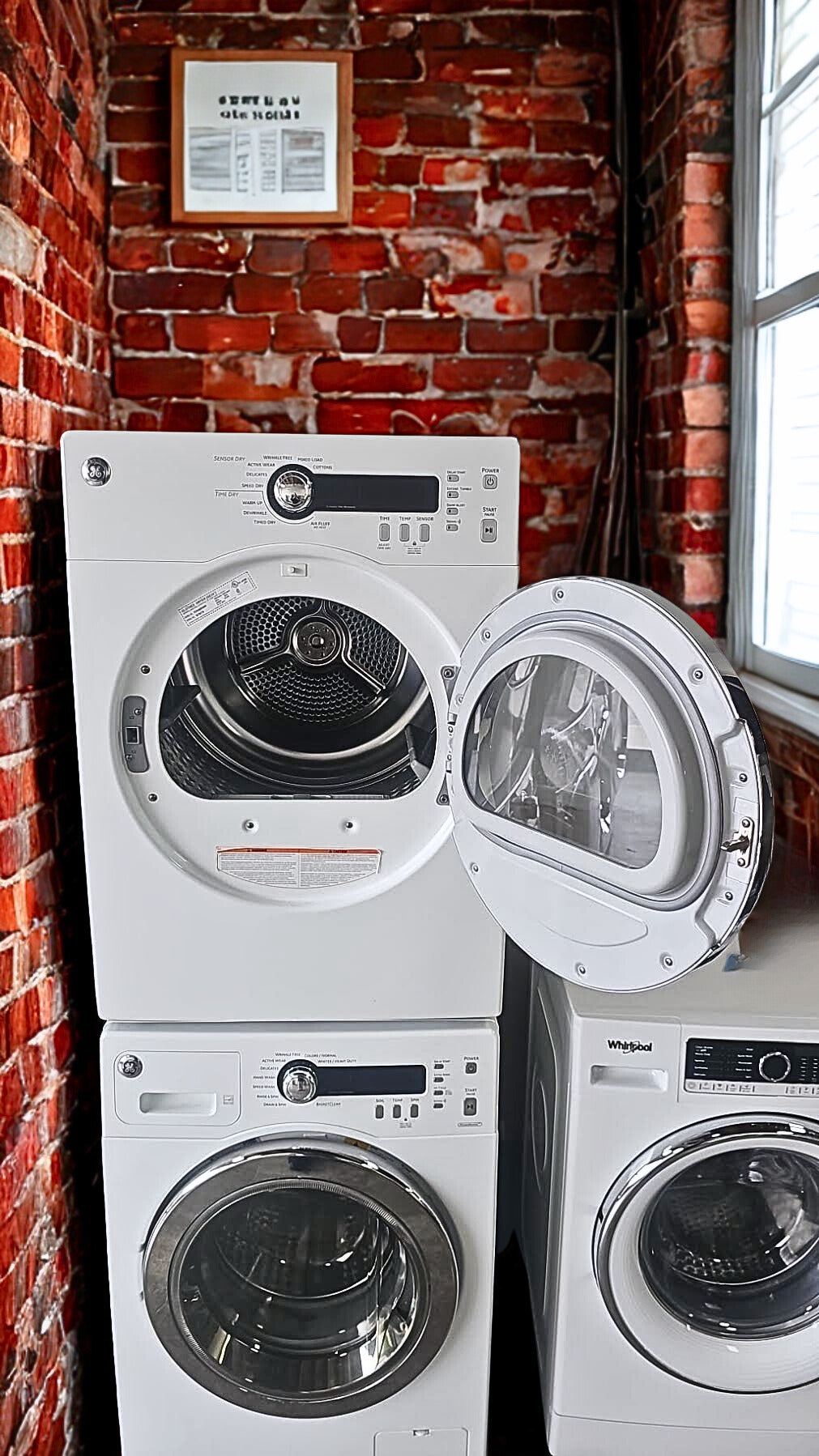 GE 4.6 cu. ft. Compact Electric Dryer with Multiple Drying Options (Model PCVH480EKWW)