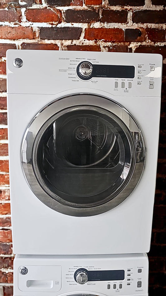 GE 4.6 cu. ft. Compact Electric Dryer with Multiple Drying Options (Model PCVH480EKWW)