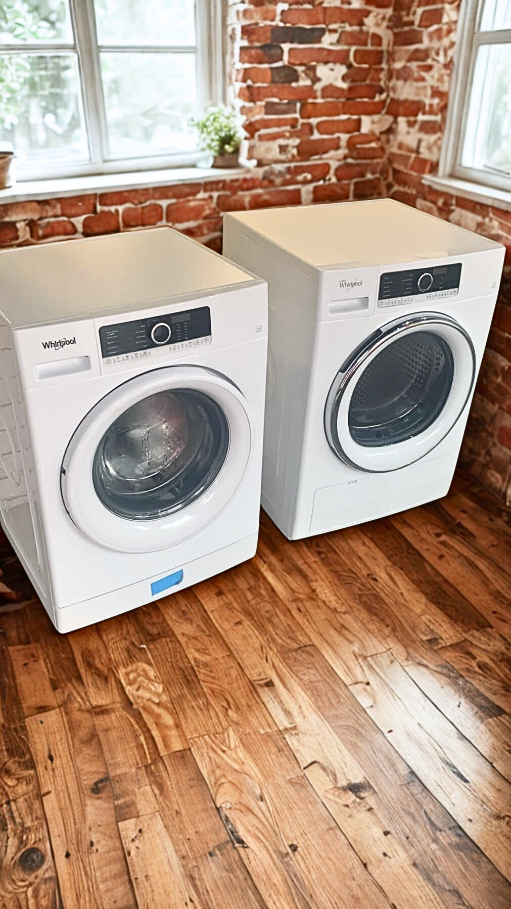Whirlpool 2.3 cu. ft. Compact Front Load Washer & 4.5 cu. ft. Ventless Electric Dryer for Small Spaces (Models WFW3090JW & WCD3090JW)
