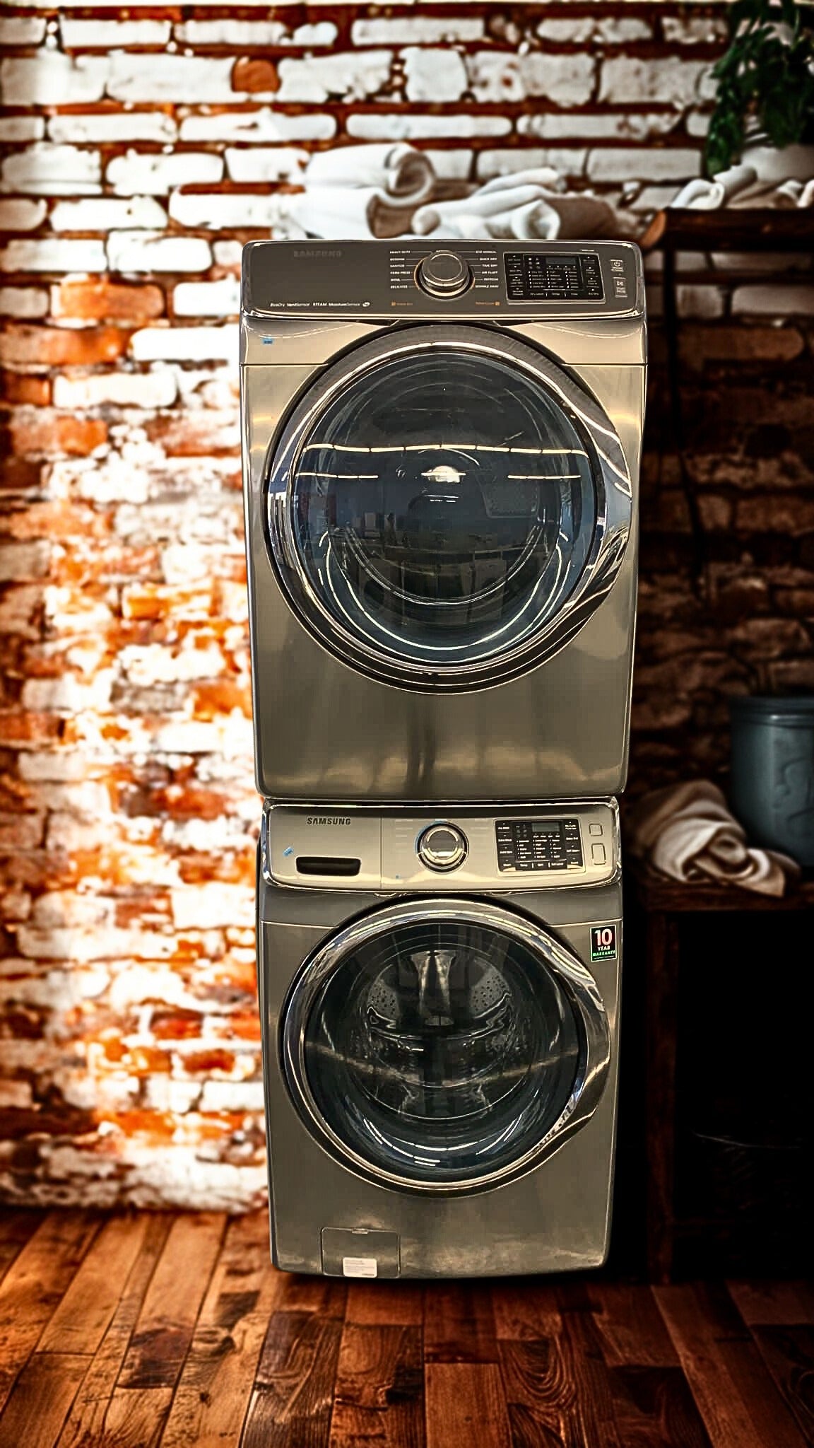 Samsung 5.2 cu. ft. Front Load Washer with Steam & Samsung 7.5 Dryer with Smart Care (Models WF45M5500AP & DVE45M5500P)