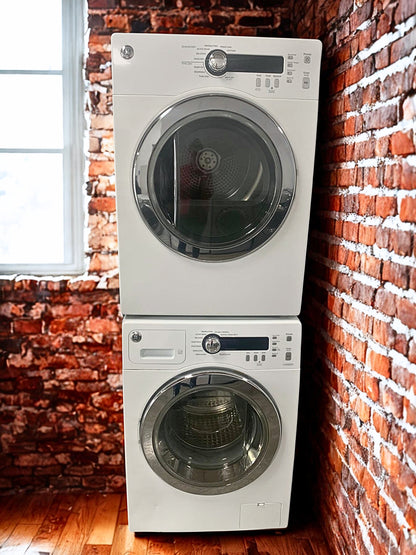 GE 2.6 cu. ft. Compact Front Load Washer & 4.7 cu. ft. Electric Dryer for Small Spaces (Models WCVH4800KWW & PCVH480EKWW )